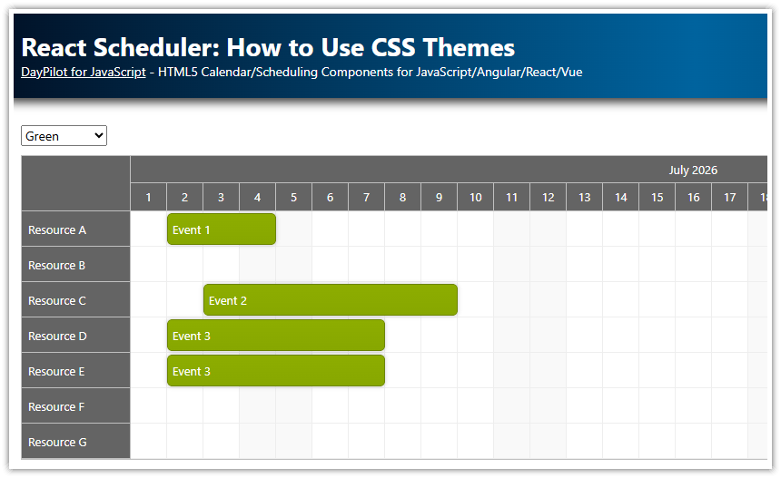 How to Use CSS Themes with the React Scheduler Component