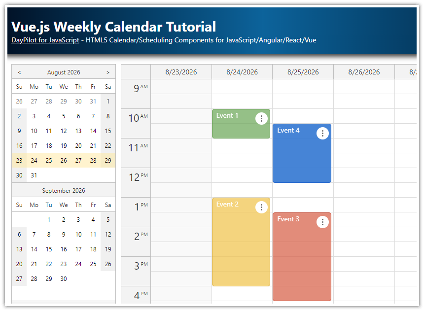 Vue.js Weekly Calendar Tutorial (Open-Source)