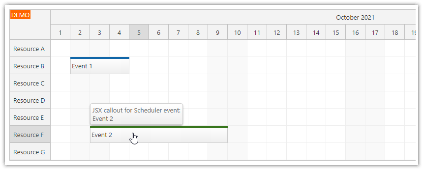 React Scheduler: Rendering JSX Component in Callout (Bubble)
