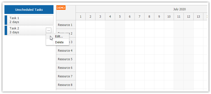 JavaScript Scheduler: Context Menu for External Items