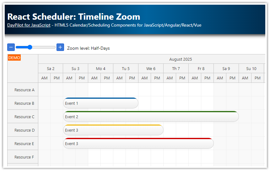 React Scheduler: Timeline Zoom