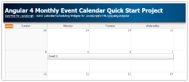 Angular 4 Monthly Event Calendar Quick Start Project