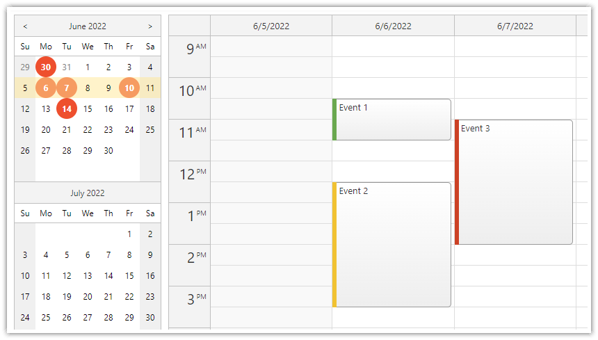 vue date picker free busy shared data source