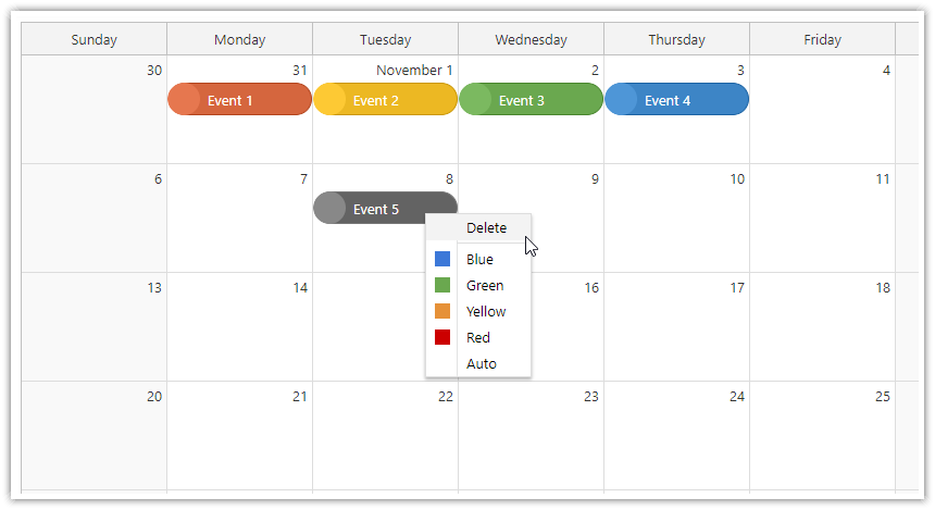 react monthly calendar scheduler tutorial open source event context menu