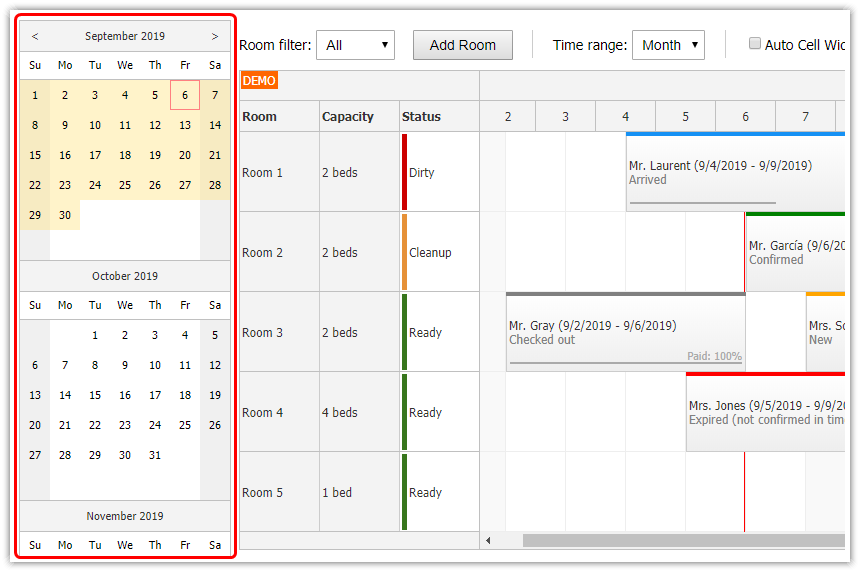html5 hotel room booking javascript php mysql changing date