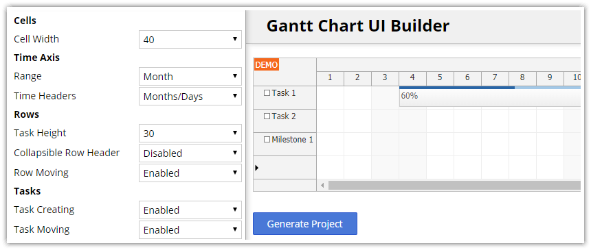 angular 5 gantt chart ui builder configurator