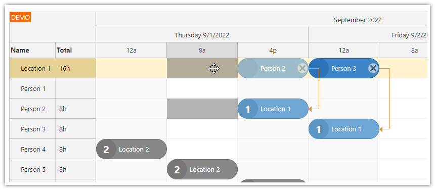 asp.net core shift planning drag drop time slot