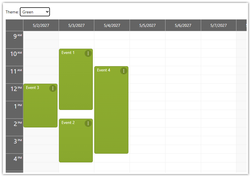 Angular Calendar Green CSS Theme