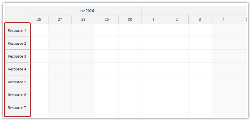 Define Rows as Resources in the Next.js Scheduler