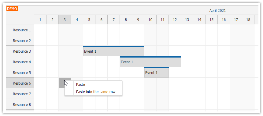 javascript scheduler copy multiple events context menu copy paste