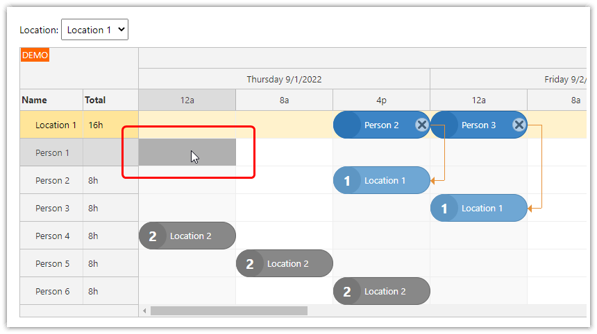 asp.net core shift planning select employee slot